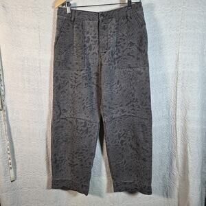 Kut From The Kloth Ashton Barrel Leg Pants Womens 4 High Rise Gray Leopard Print